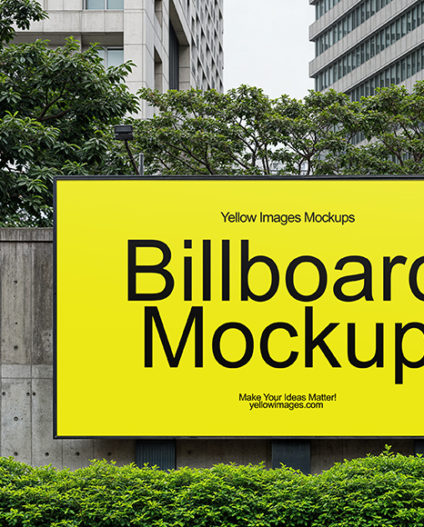 Outdoor Billboard on Concrete Wall Mockup
