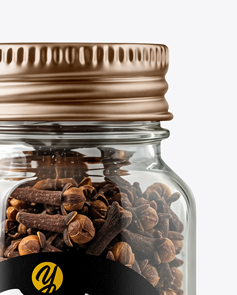Clear Glass Jar with Whole Cloves Mockup
