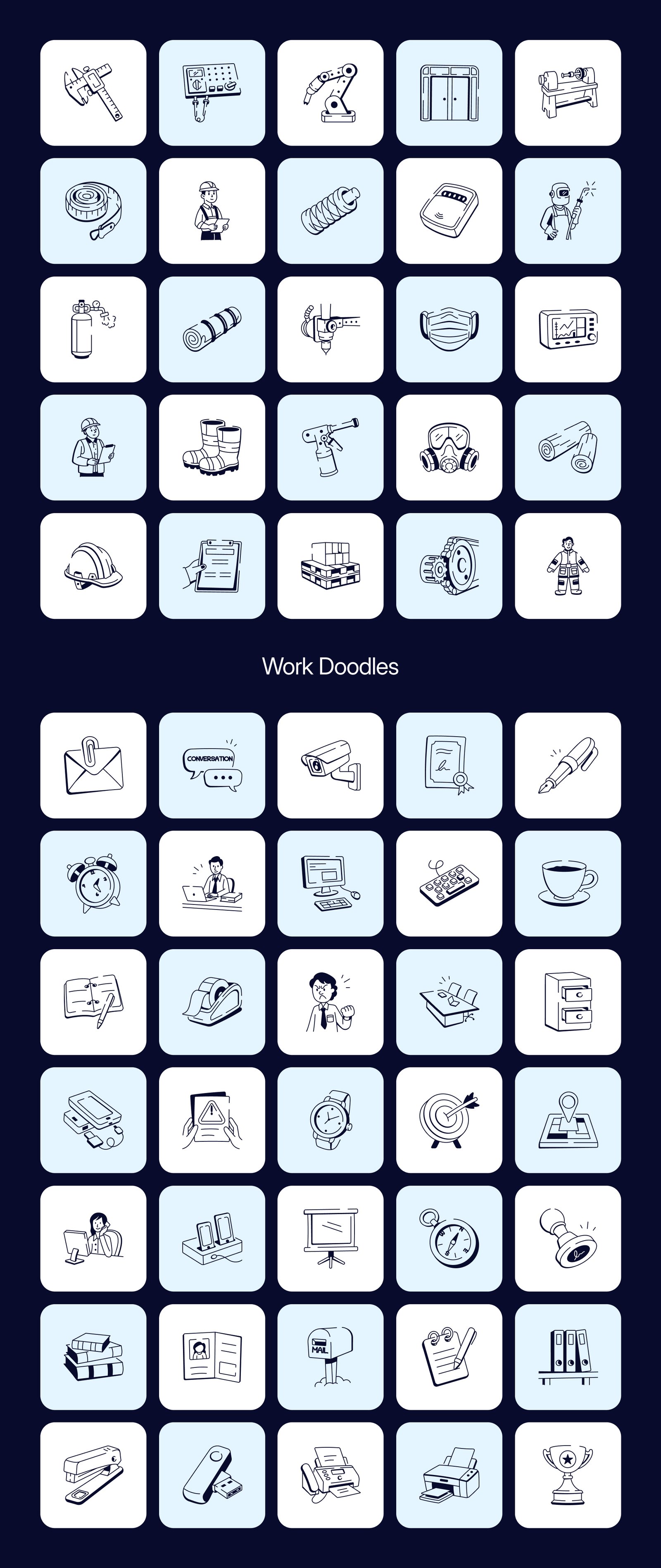 Business and Tech Doodle Icons