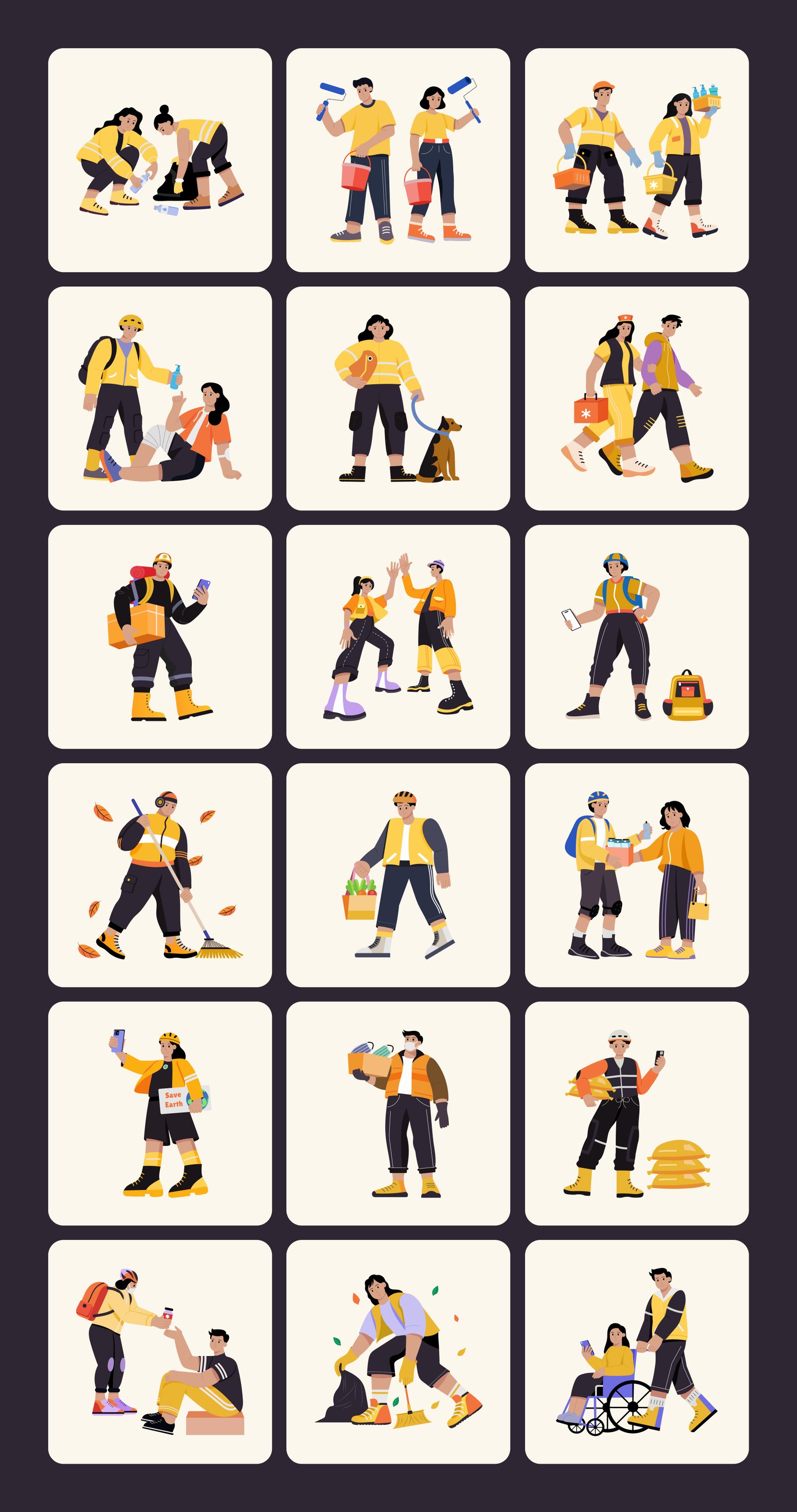 Volunteer Illustration Art Set