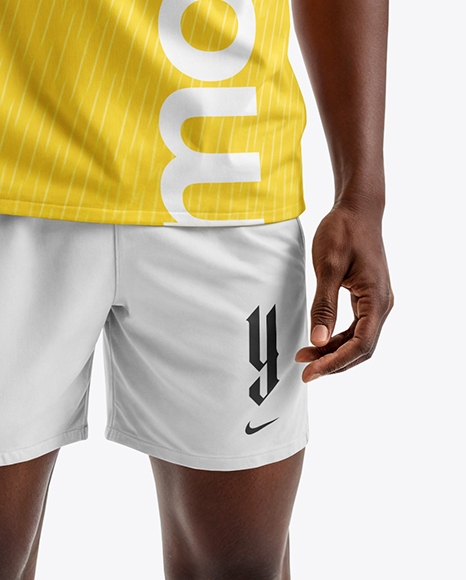 Afro-American Man Wearing a Full Soccer Kit Mockup