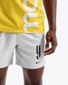 Afro-American Man Wearing a Full Soccer Kit Mockup