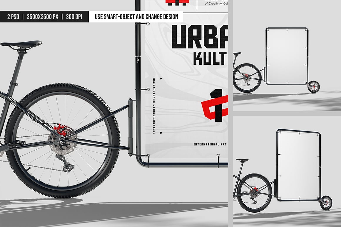 Advertising Bicycle Trailer Mockup
