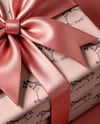Christmas Present Box with Pink Bow Mockup
