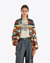 Young Woman Wearing Cardigan and T-Shirt Mockup