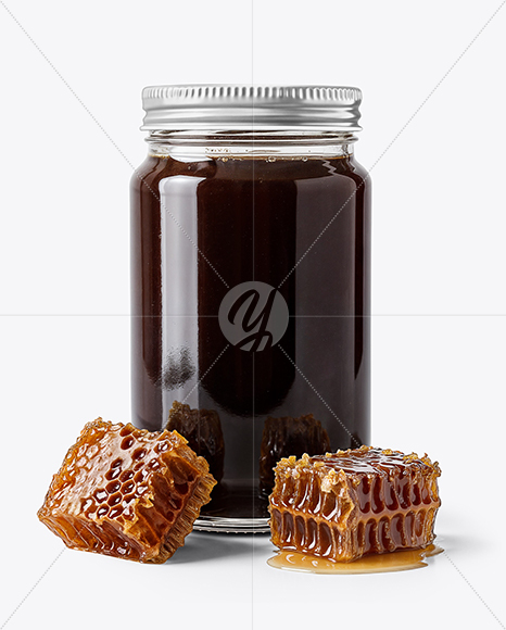Glass Jar with Buckwheat Honey Mockup
