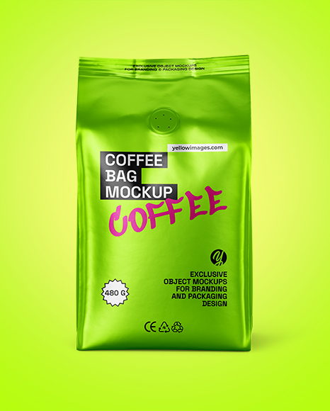 Metallic Coffee Bag with Valve Mockup