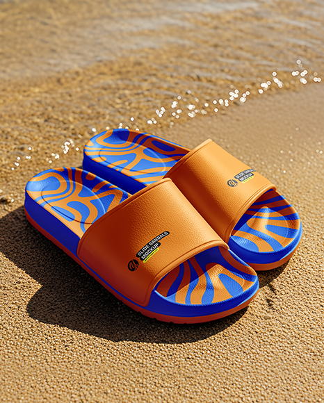 Slide Sandals on the Beach Mockup