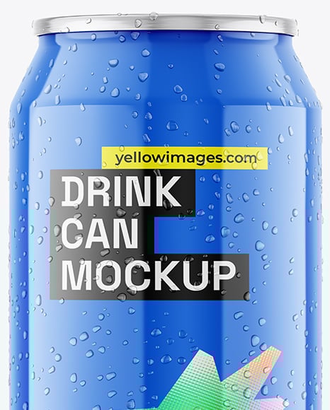 500ml Glossy Drink Can with Drops Mockup