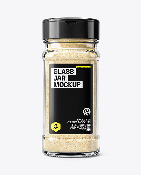 Square Glass Jar with Garlic Powder Mockup - Realistic mockups