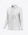 Men's Heather Long Sleeve Polo Shirt Mockup - Half Side View