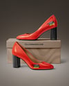 Block Heel Pumps with Shoe Box Mockup