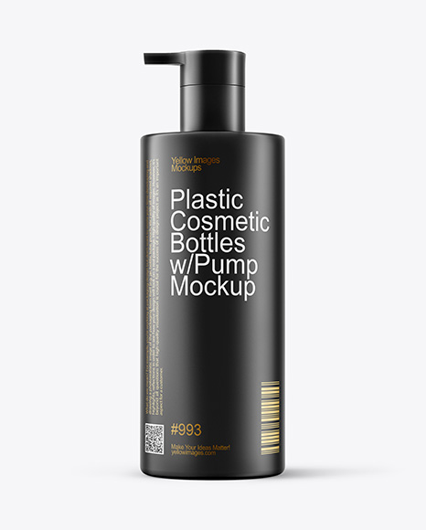 Plastic Cosmetic Bottles with Pump Cap Mockup