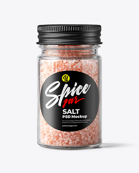 Clear Glass Jar with Pink Salt Mockup