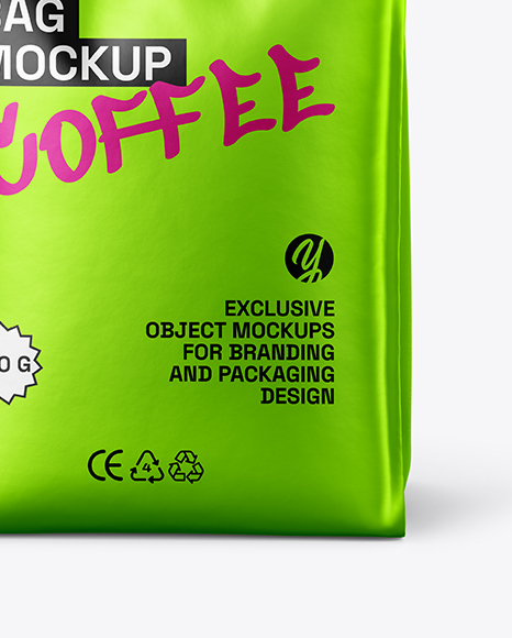 Metallic Coffee Bag with Valve Mockup