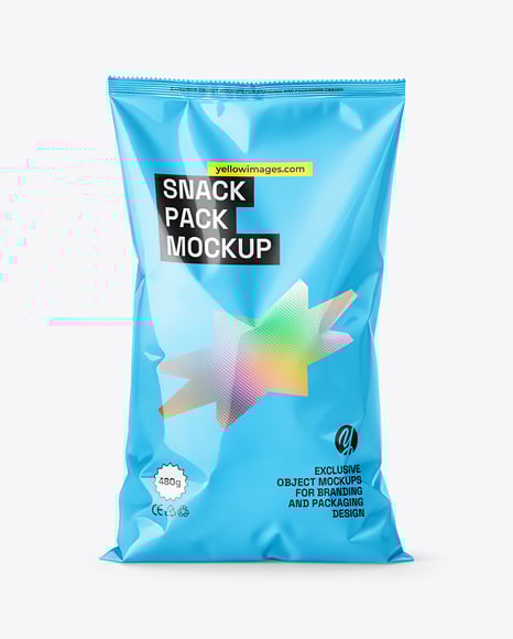 Large Glossy Snack Bag Mockup - Mockups