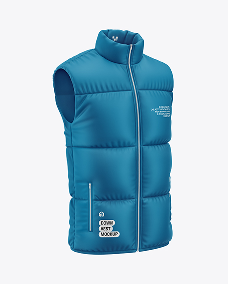 Down Vest Mockup - Black puffer jacket mockup
