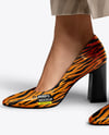 Block Heel Pumps on Woman's Legs with Pants Mockup