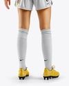 Female Soccer Player Wearing Jersey and Shorts Mockup