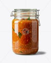 Clear Glass Jar with Tomato Chutney Mockup