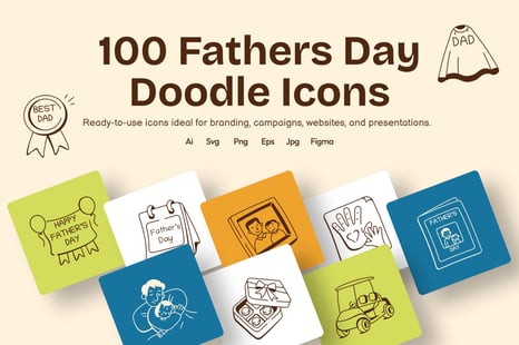 Fathers Day Doodles Icons
