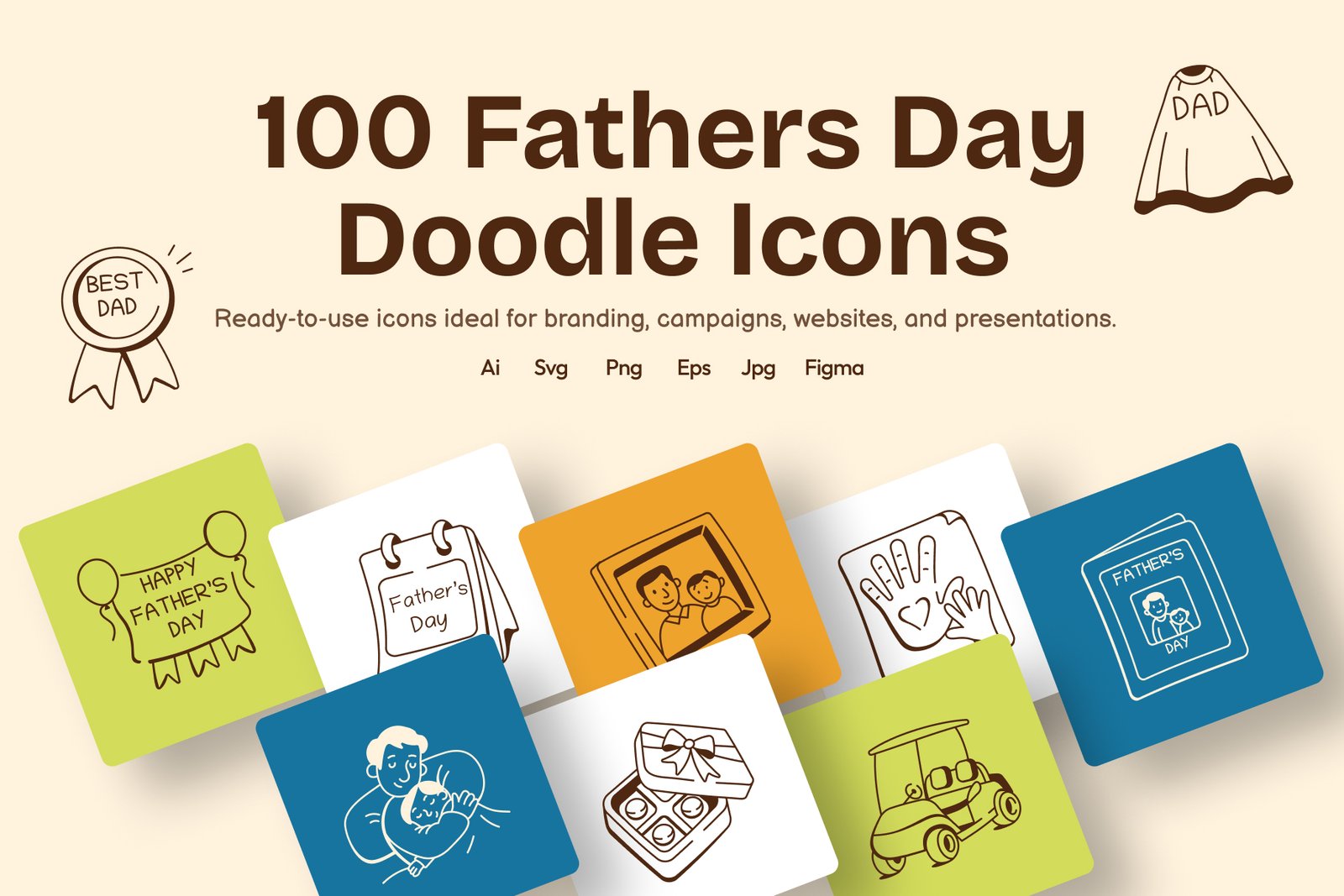 Fathers Day Doodles Icons