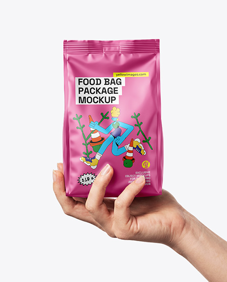 Matte Food Bag in a Hand Mockup