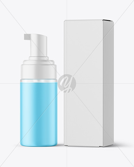 Frosted Foam Pump Bottle with Box Mockup