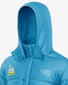 Men's Long Hooded Down Jacket Mockup - Half Side View