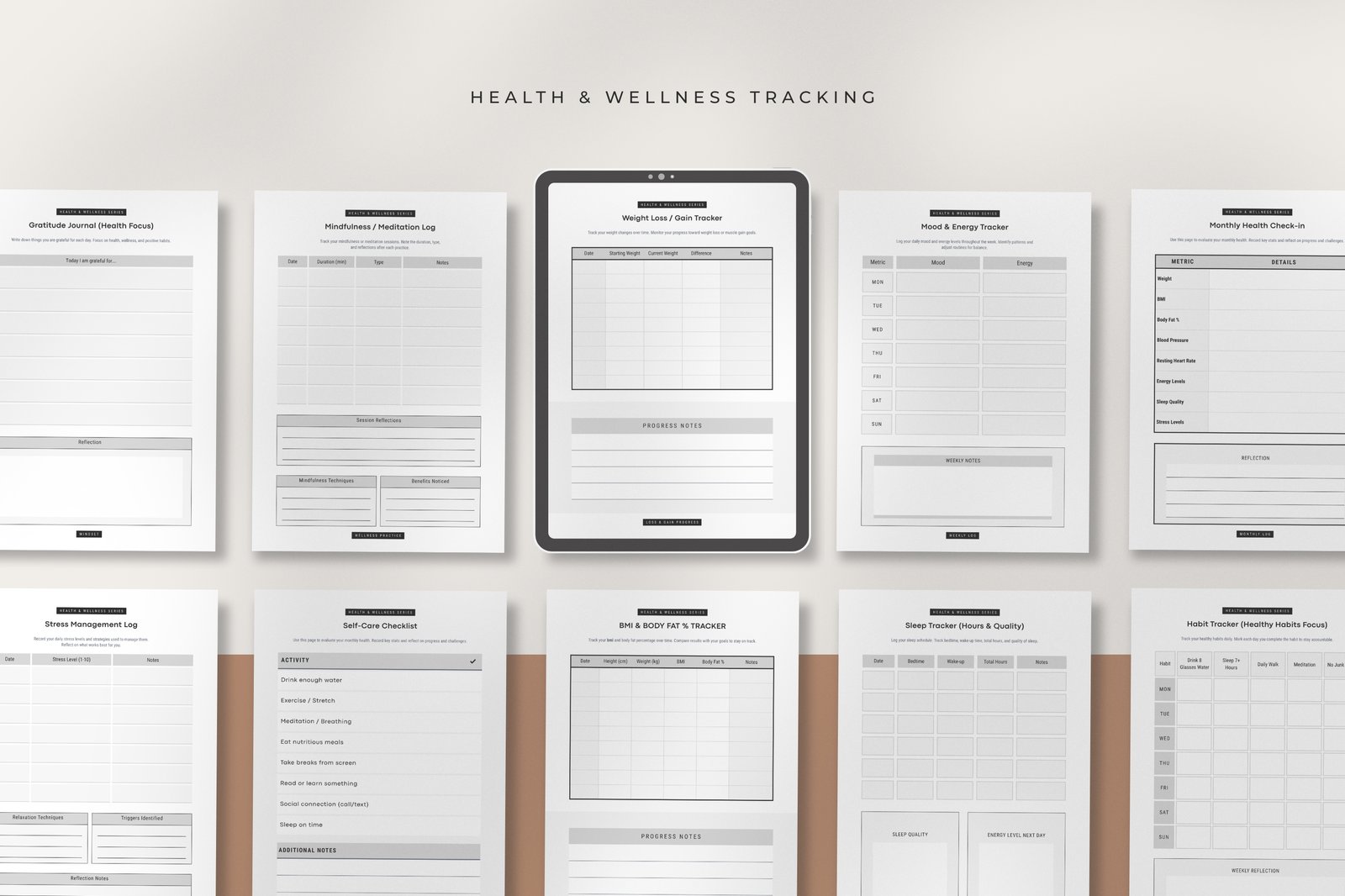 Health and Fitness Planner Bundle | Canva Templates