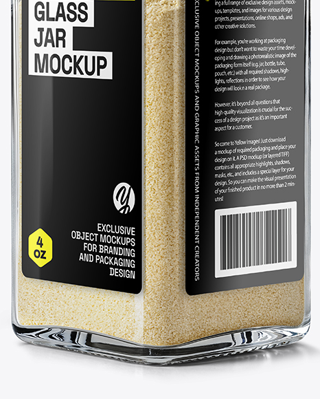 Square Glass Jar with Garlic Powder Mockup