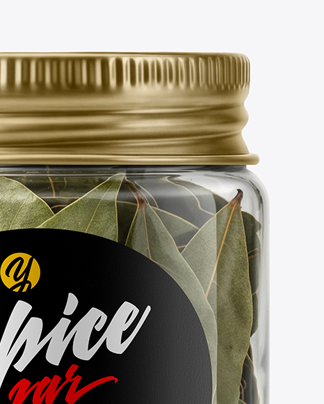 Plastic Jar with Bay Leaves Mockup