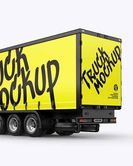 Semi Trailer Truck Mockup - Back Half Side View