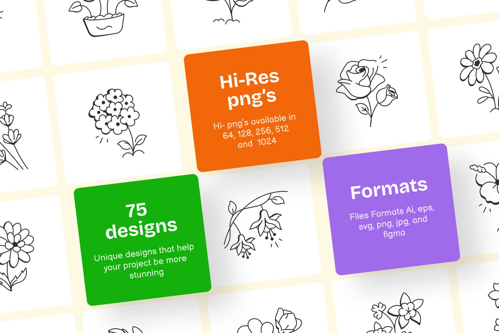 Flower Doodles Set