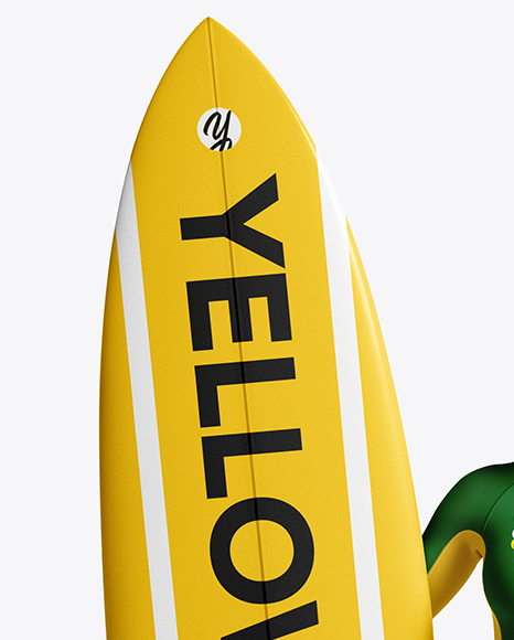 Female Surfer in a Wetsuit with a Surfboard Mockup