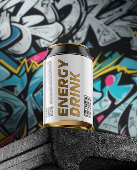 12oz Aluminium Can with Matte Finish on the Block Mockup