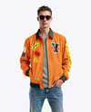 Young Man in Sunglasses Wearing Harrington Jacket and Jeans Mockup