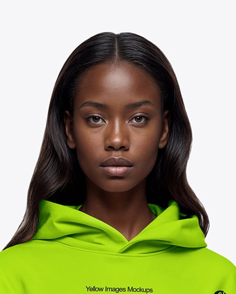 Black Woman Wearing Oversize Hoodie and Cycling Shorts Mockup