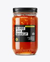 Glass Jar with Hot Pepper Jelly Mockup