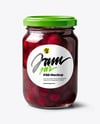 Clear Glass Jar with Cherry Jam Mockup