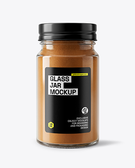 Clear Glass Jar with Cinnamon Powder Mockup - Realistic mockups