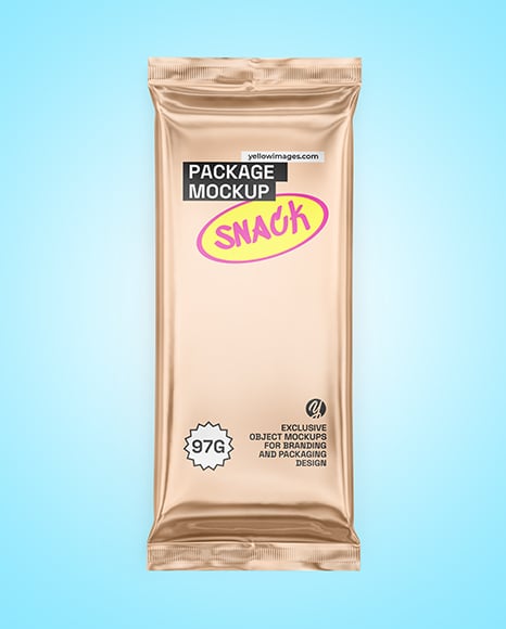 Glossy Metallic Snack Package Mockup