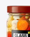 Clear Glass Jar with Giardiniera Pickled Vegetables Mockup