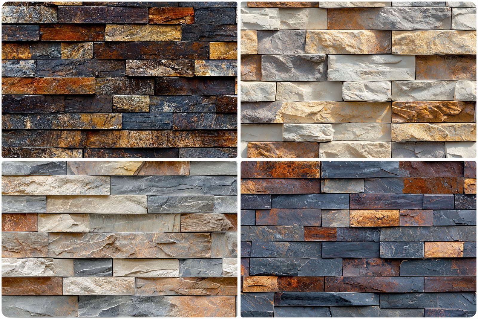 30 Stacked Stone Cladding Texture Backgrounds