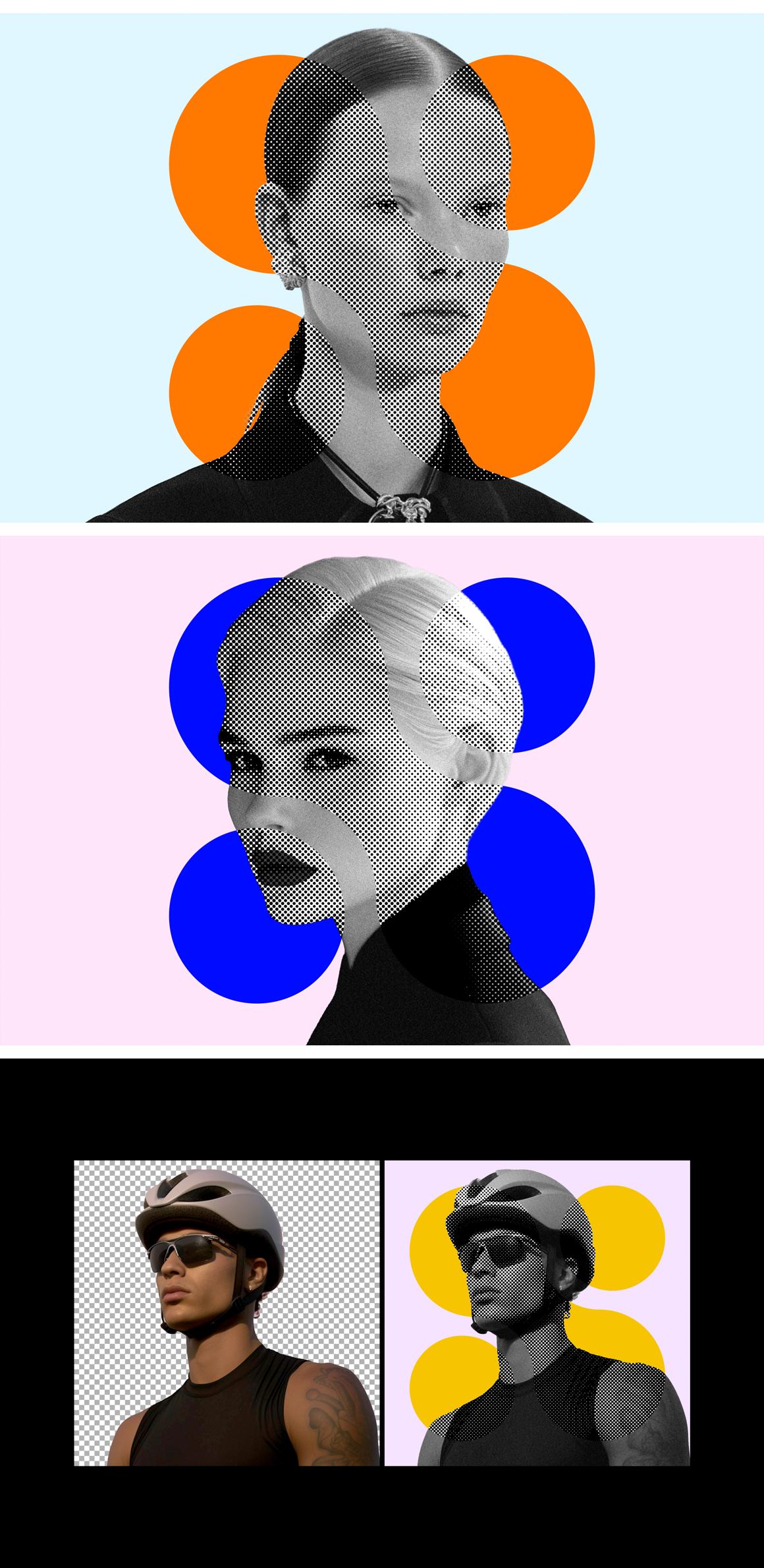 Halftone Shapes Mix Photo Effect