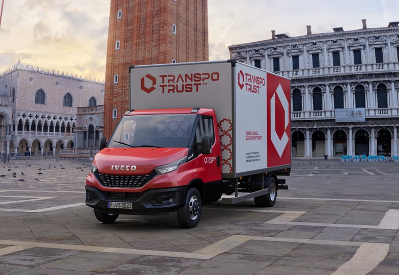 Branded Delivery truck on the square