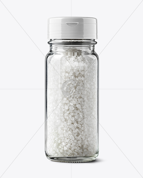 Glass Jar with Coarse Sea Salt Mockup