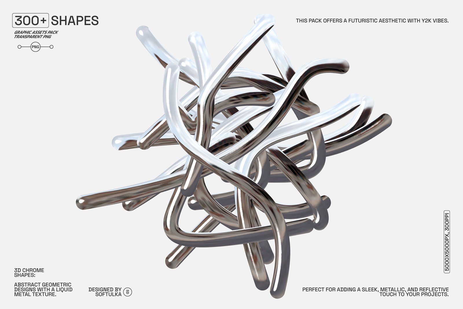 300+ Abstract Chrome Shapes Pack