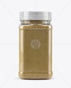 Clear Plastic Jar with Asafoetida Spice Mockup