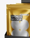 Box With Metallic Sachets Mockup